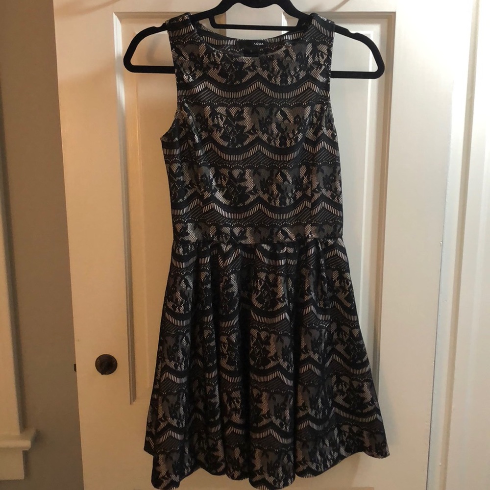 Black and light pink lace formal dress